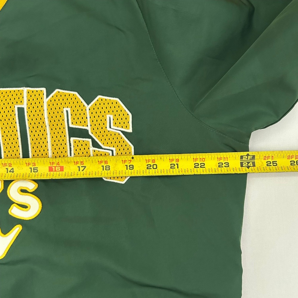 Vintage Oakland Athletics Pullover Jacket Mens M Green Yellow MLB Windbreaker - Picture 7 of 9